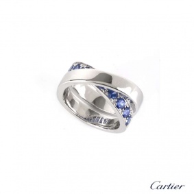 Cartier 18k White Gold Paris Nouvelle Vague Sapphire Ring Size 49